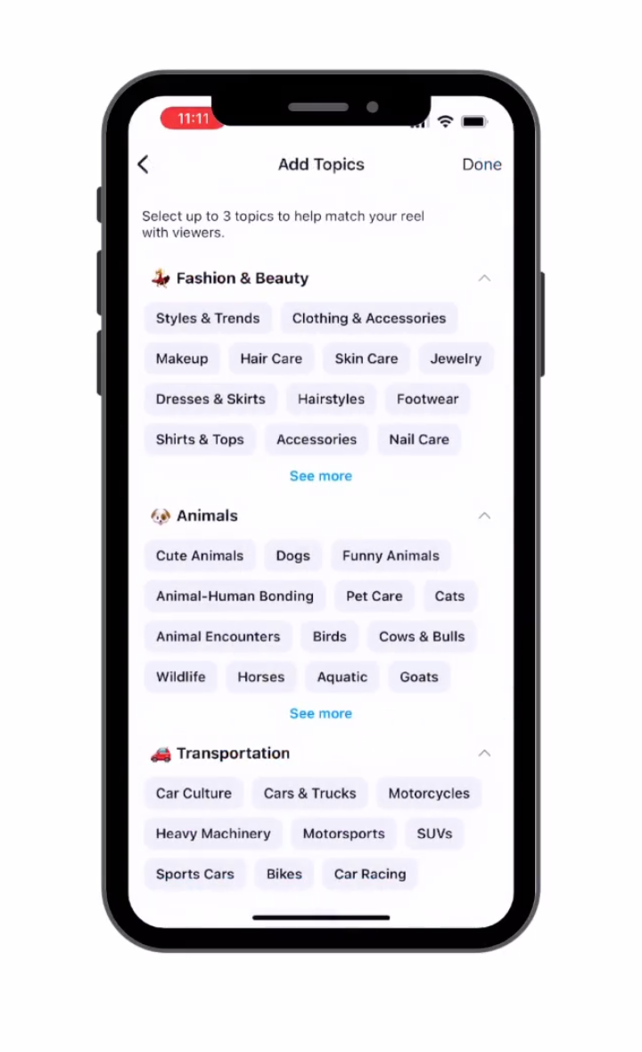 add Topics to Instagram