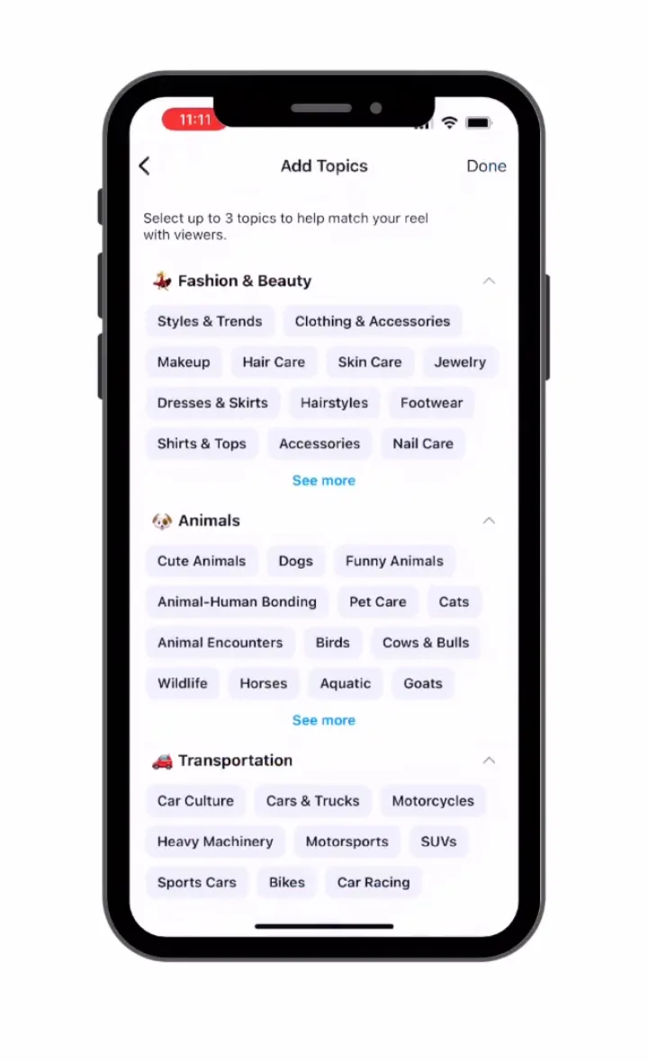 add Topics to Instagram