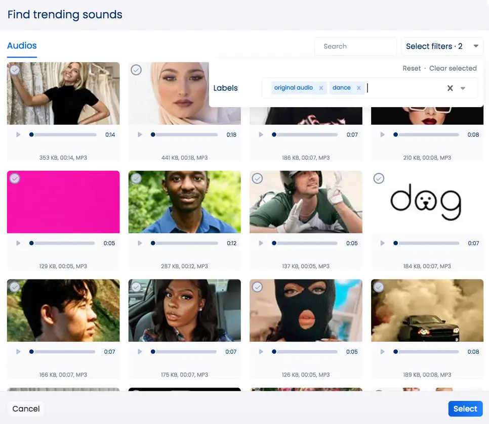 Trending audio in Vista Social