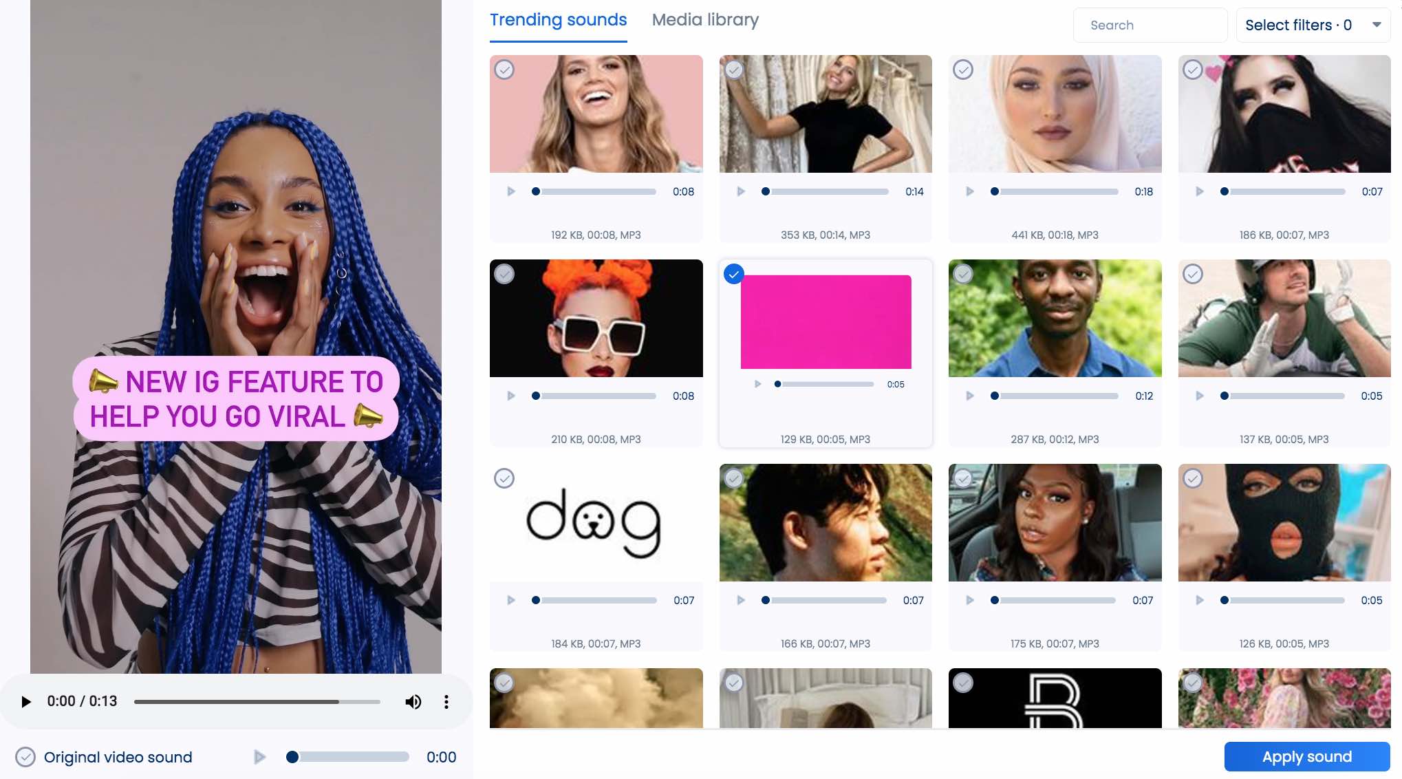 Schedule Reels with trending audio in Vista Social