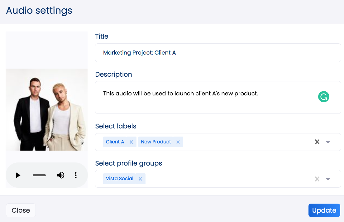 Audio settings to organize your media