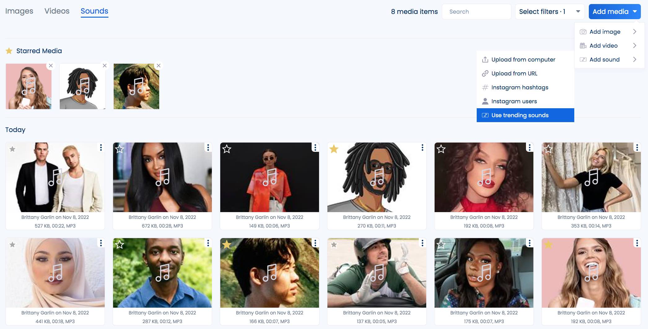 Trending audio in Vista Social