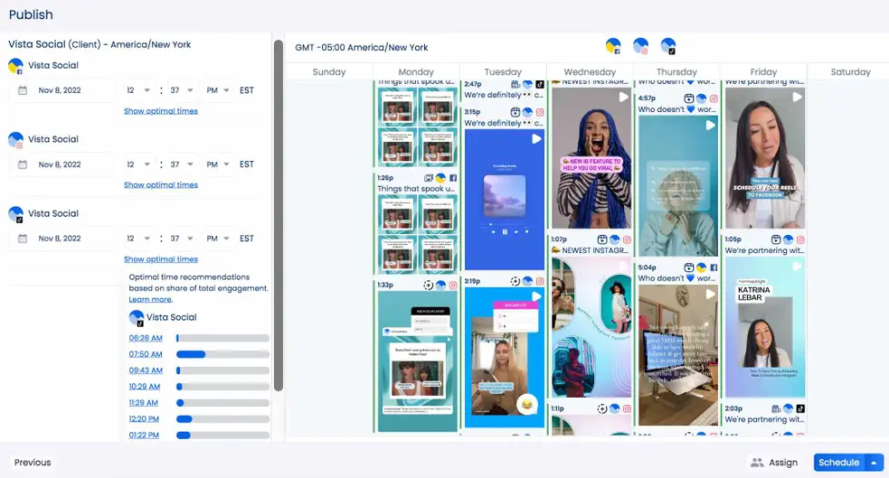 Schedule your posts with Vista Social's optimal time feature