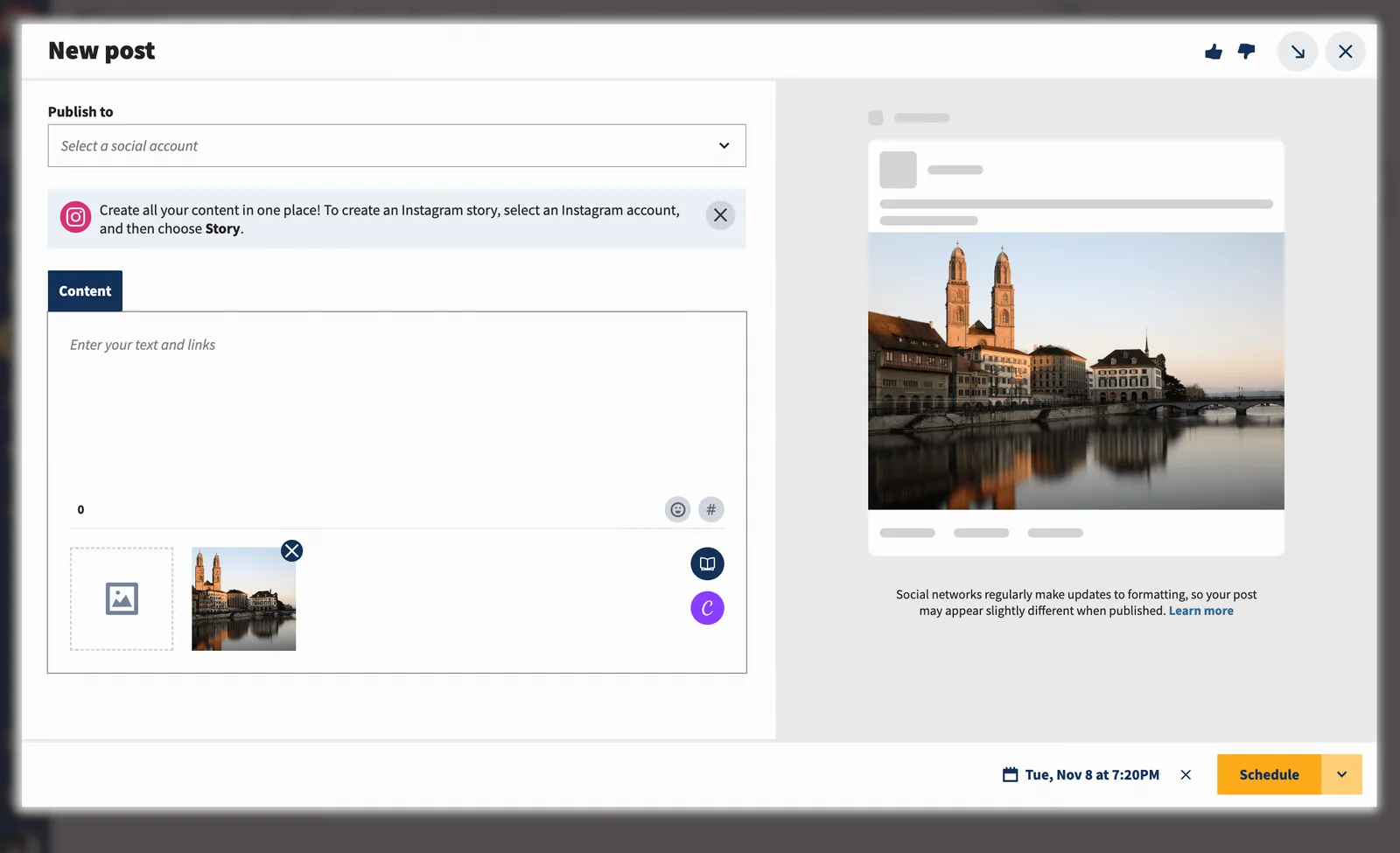 New post in Hootsuite