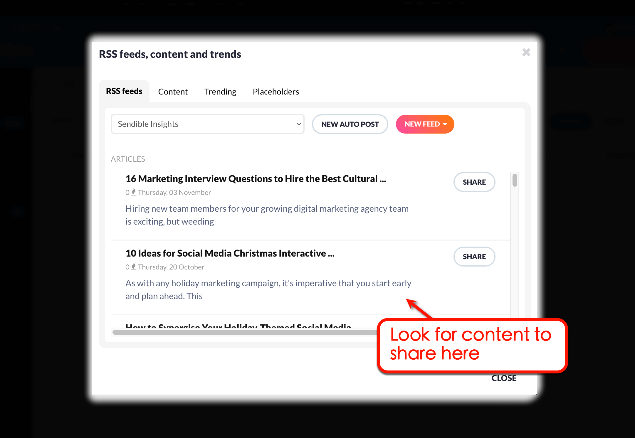 Look for content to share