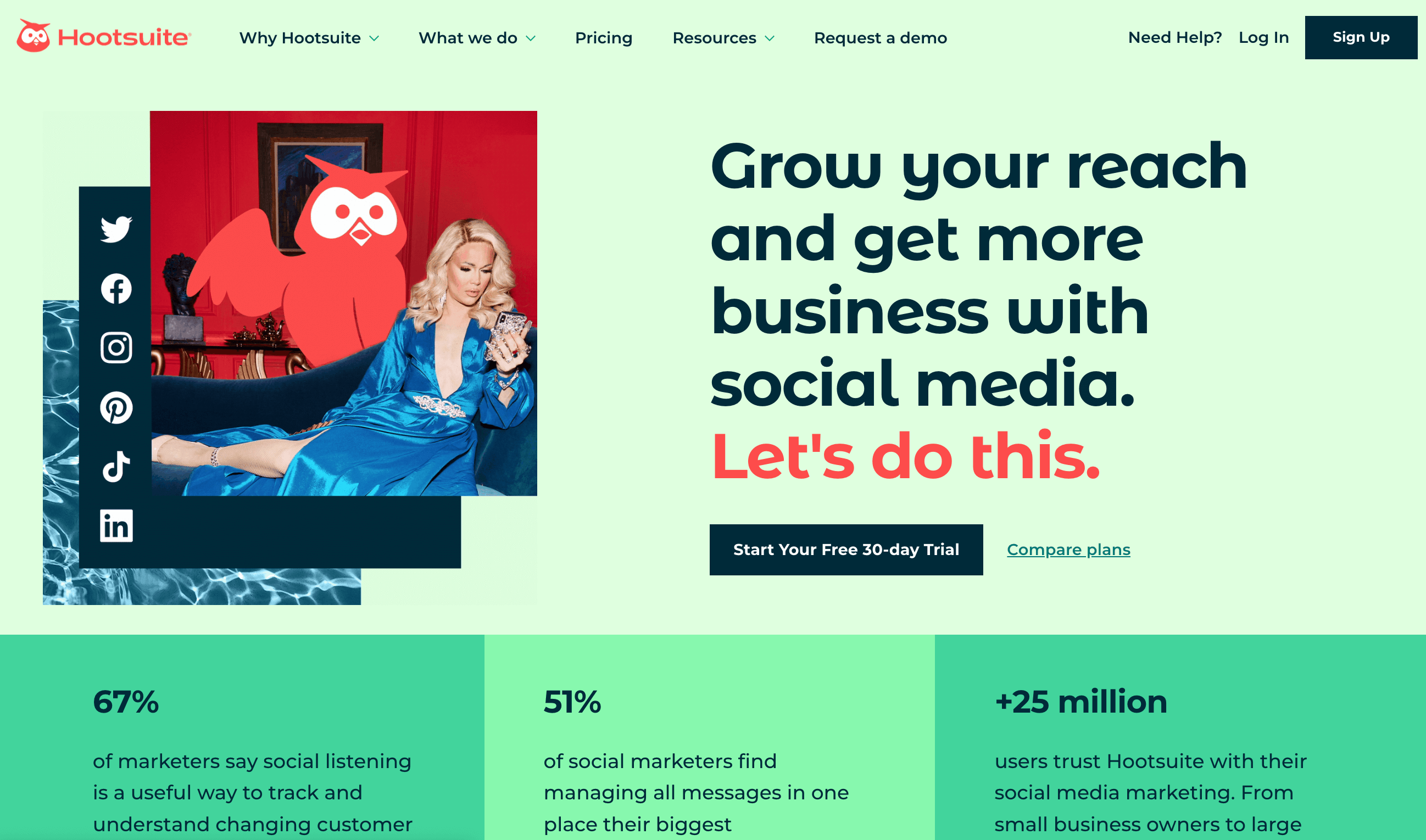 Hootsuite's homepage