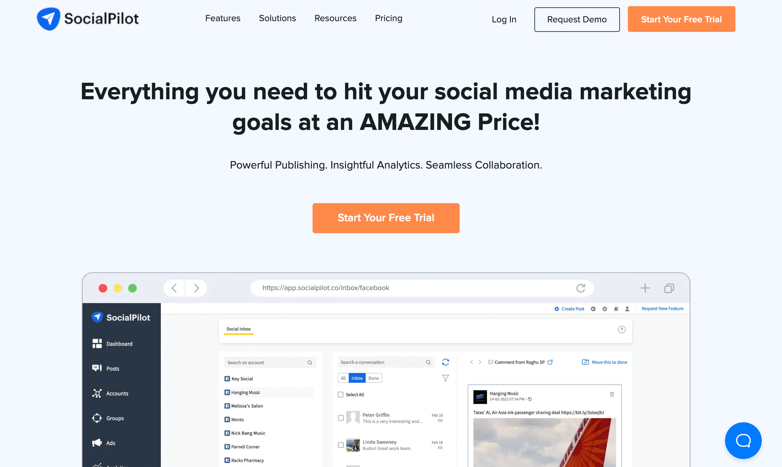 SocialPilot's homepage