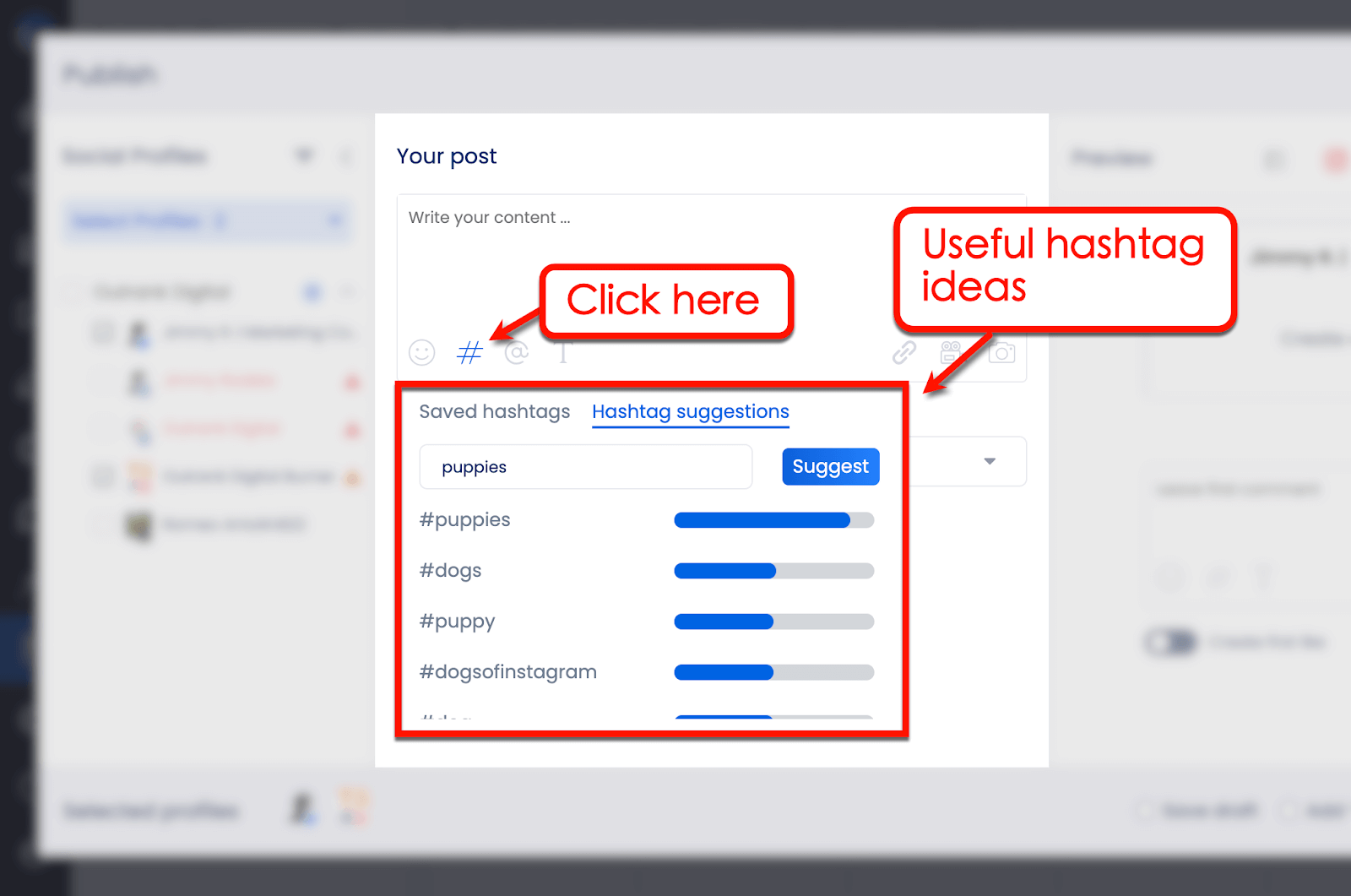 Reveal trending hashtag ideas