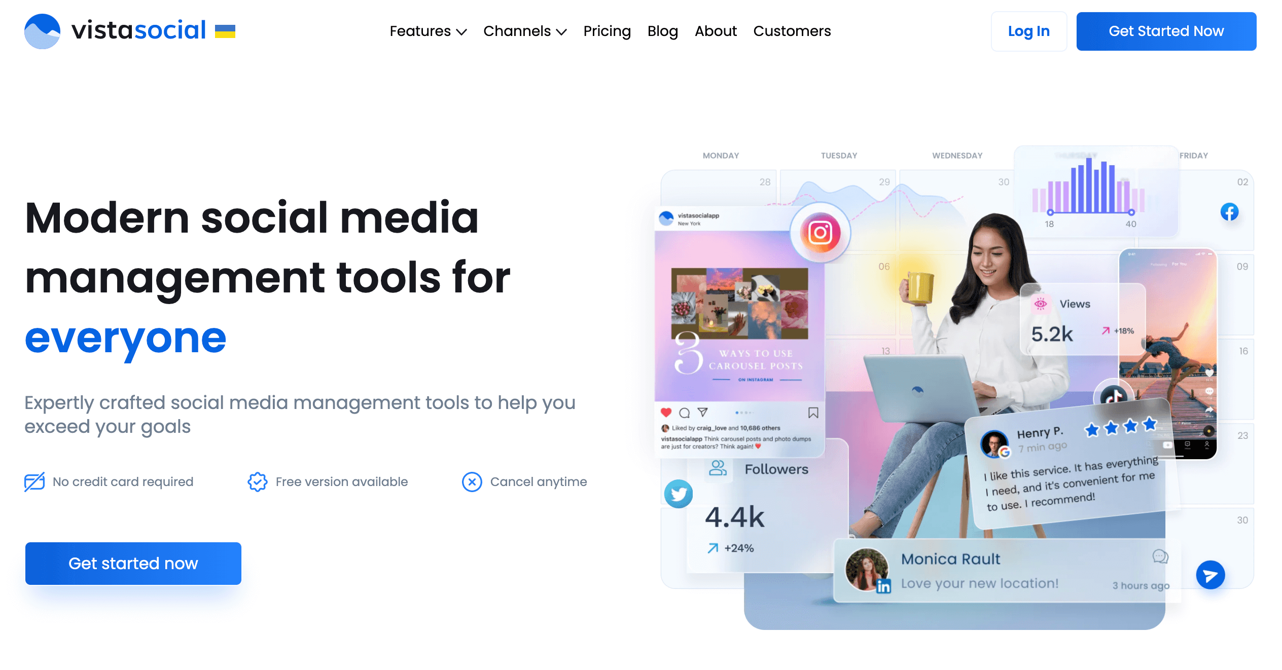 Vista Social's homepage