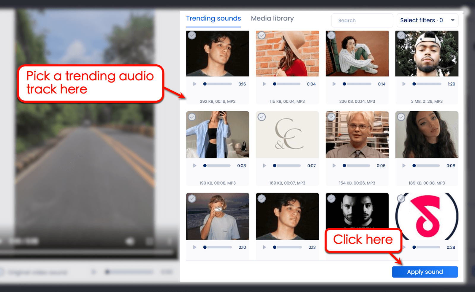 Pick a trending audio