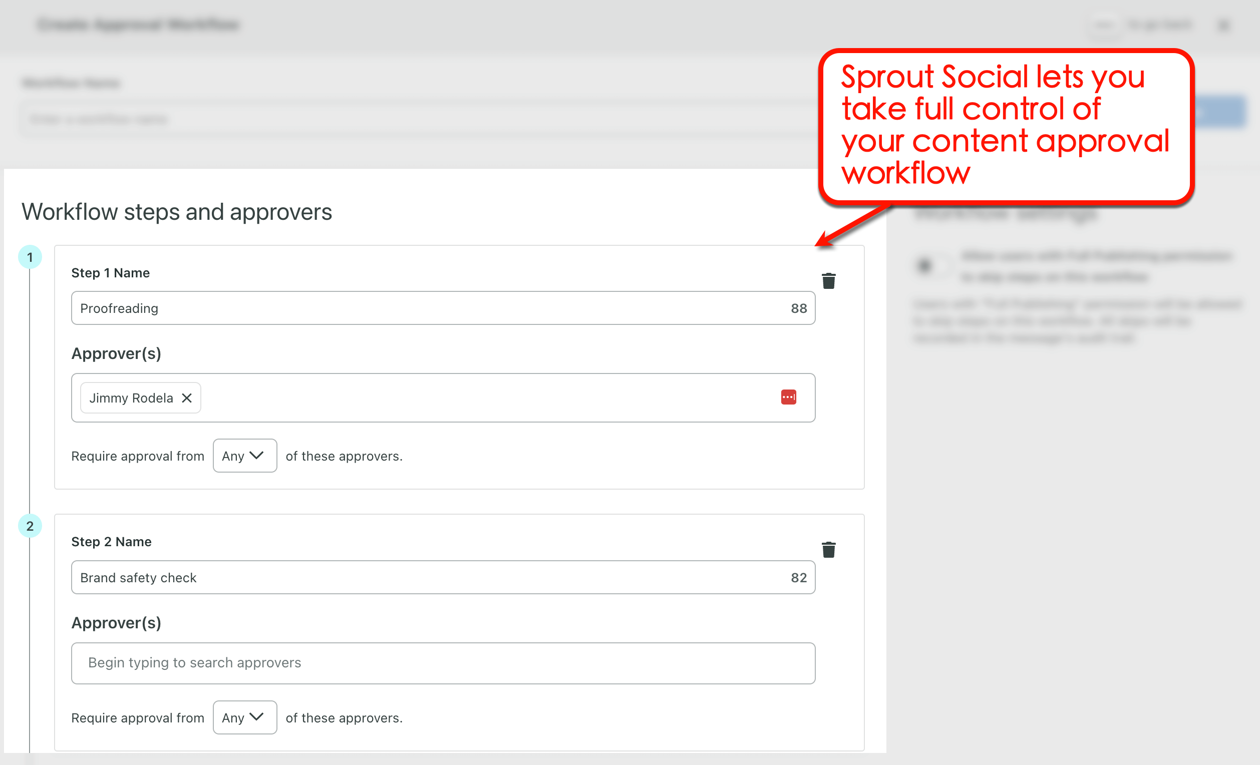 SproutSocial's content approval workflow