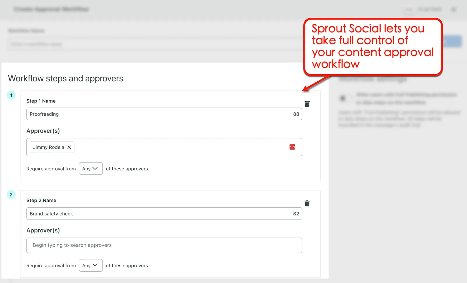 SproutSocial's content approval workflow