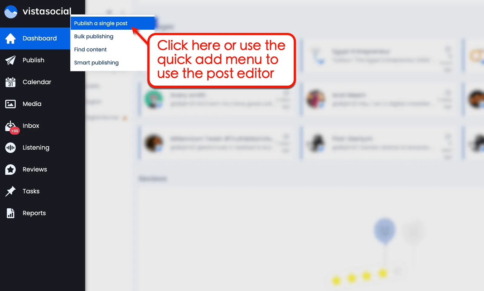 Vista Social's publishing dashboard