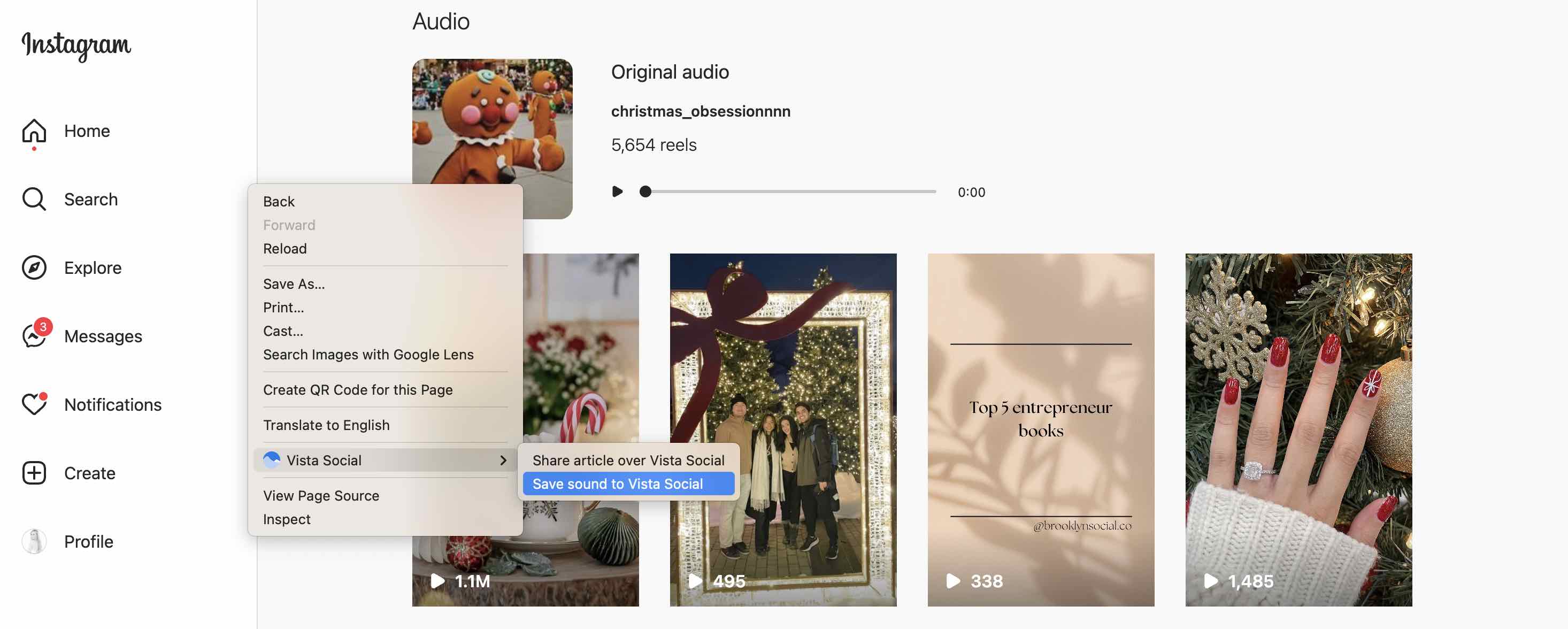 Vista Social chrome extension | Save sound