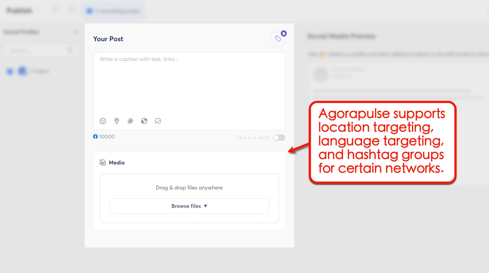 Agorapulse's post editor