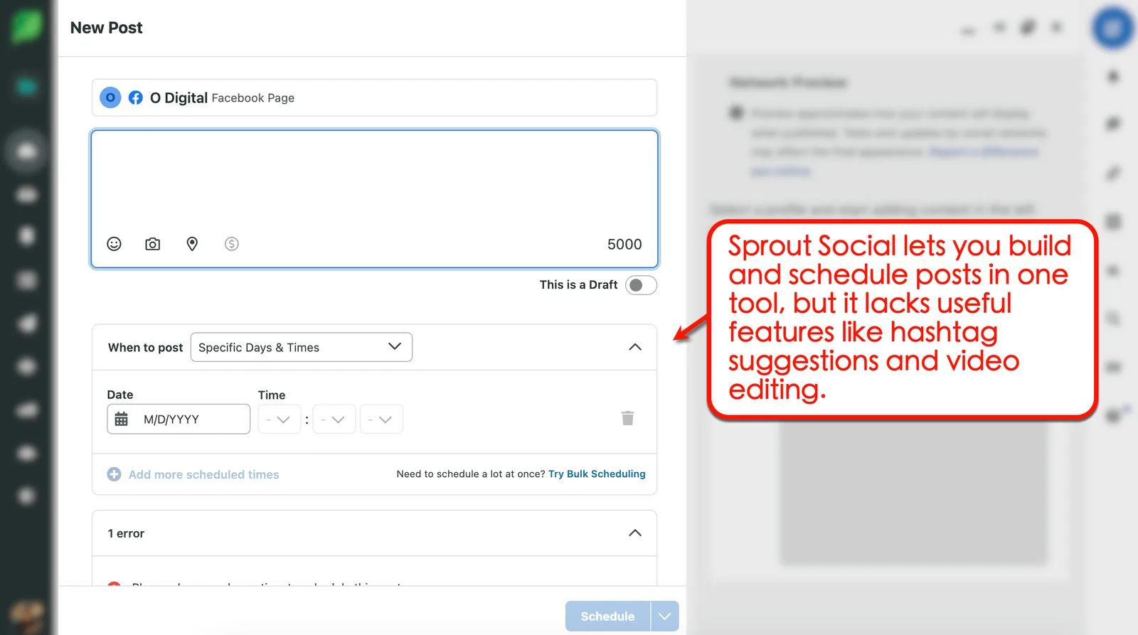 Sprout Social's post editor