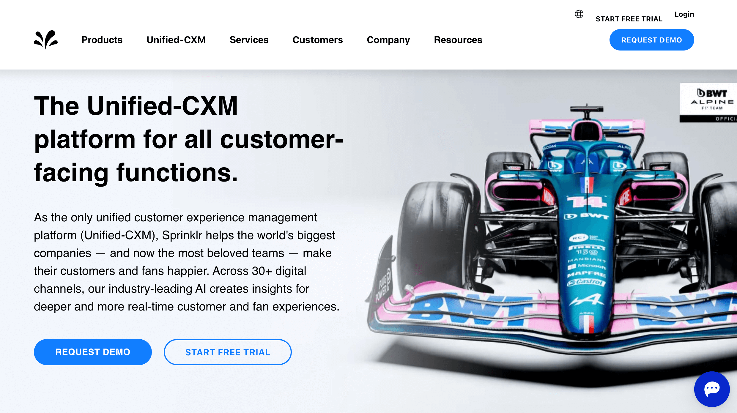 Sprinklr's home page