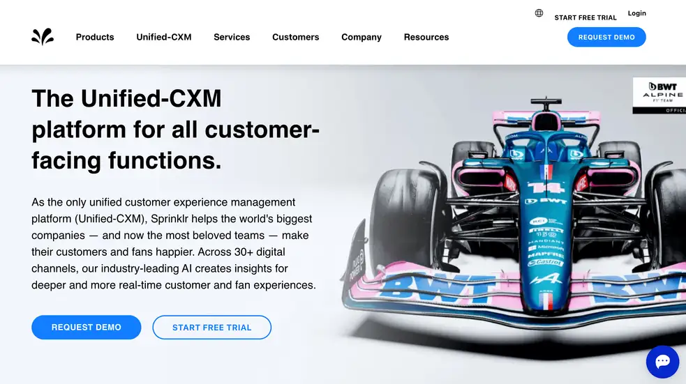 Sprinklr's home page