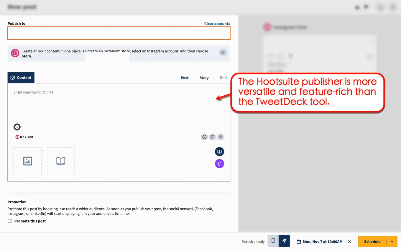 Hootsuite's publishing editor