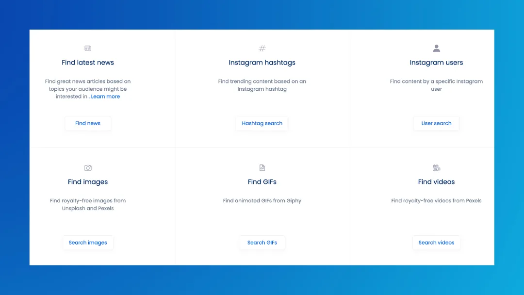 Vista Social Find Content