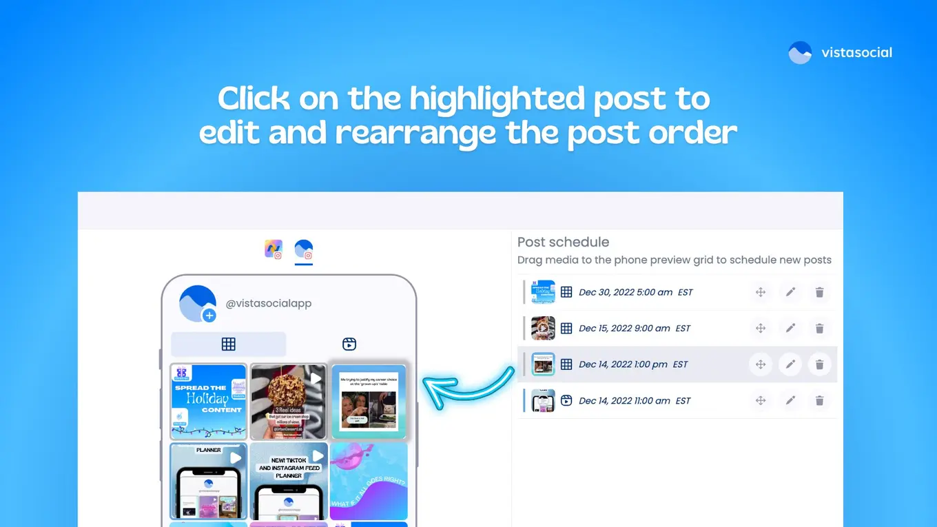 Vista Social TikTok Content Planner & Instagram Grid Preview Tool 2023