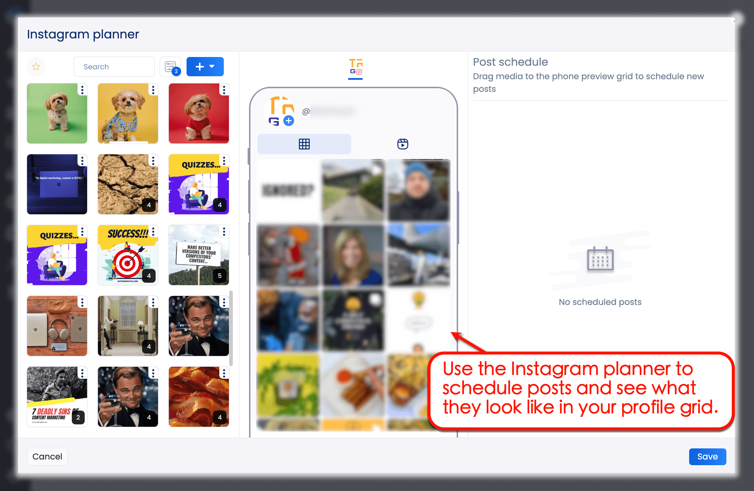 Vista Social’s Instagram planner.