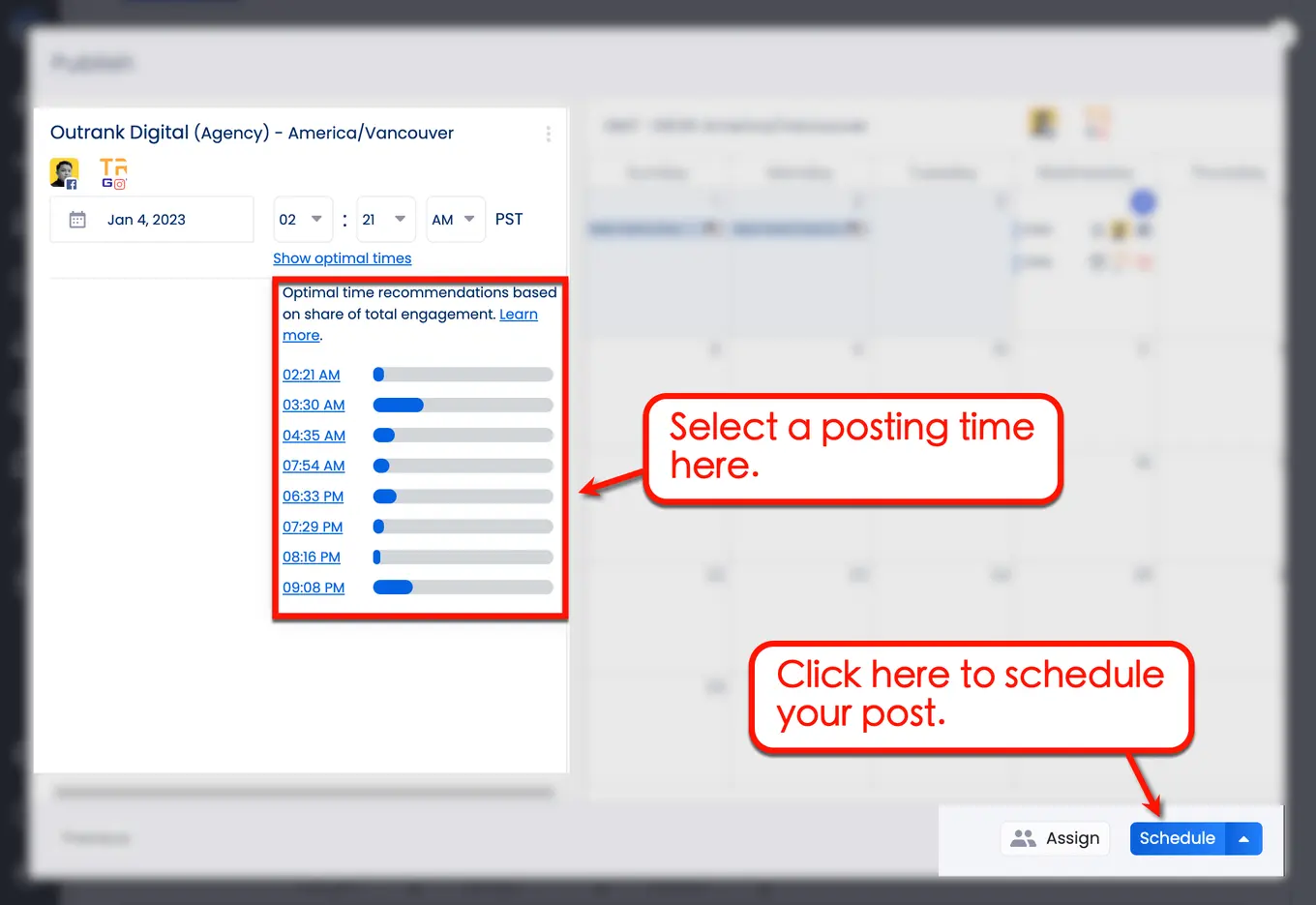 Select posting time.