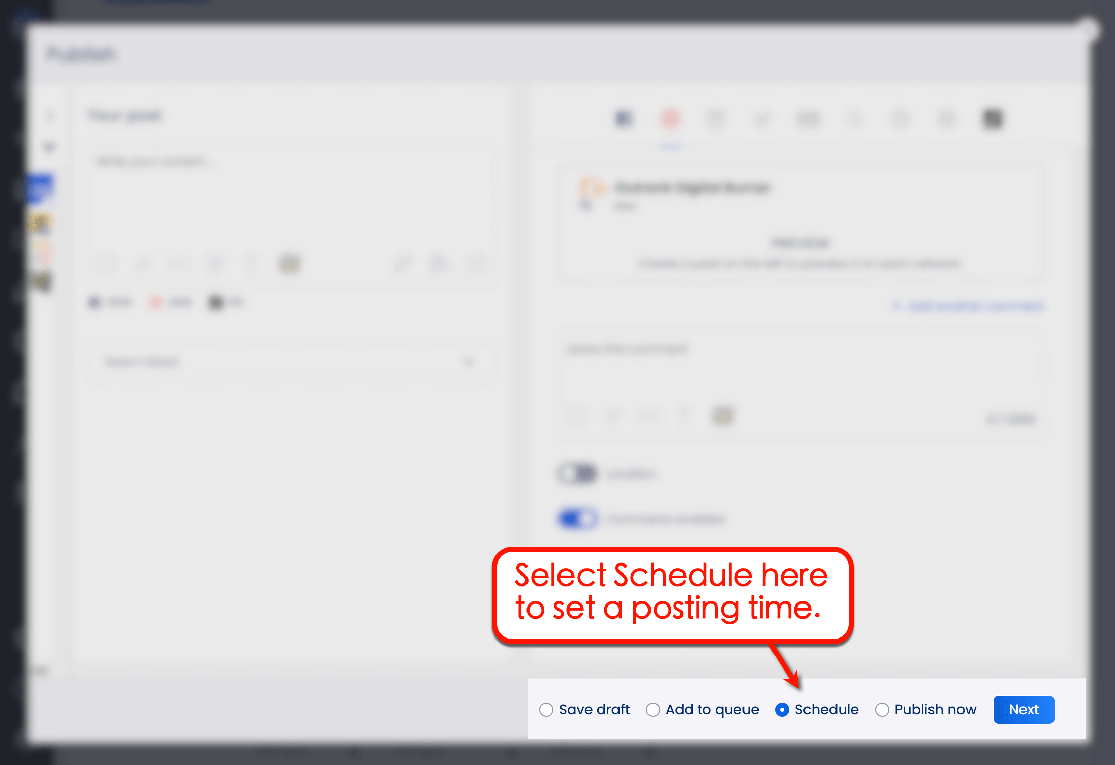 Use the publisher to plan a single post.
