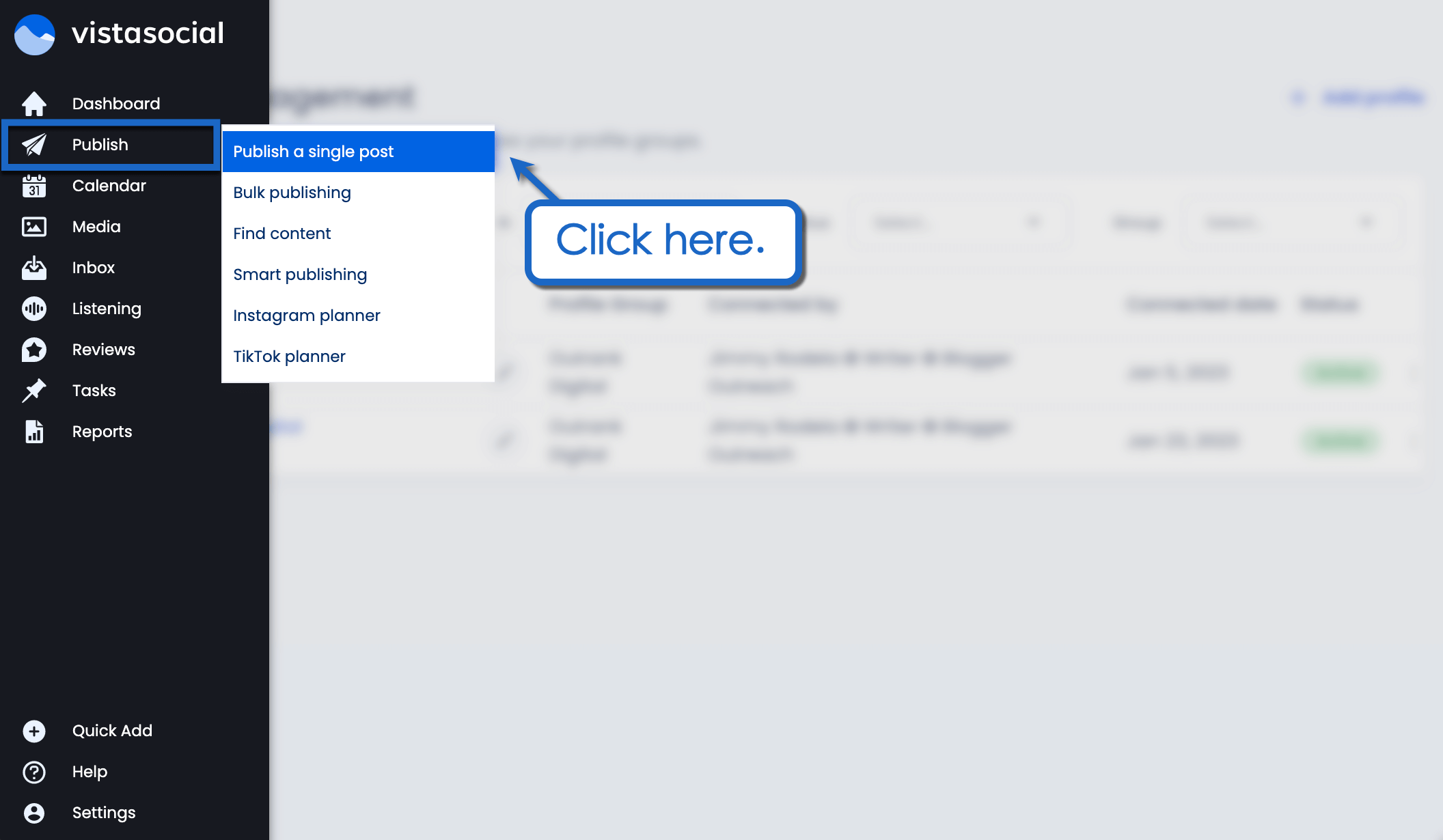 Vista Social's post editor.
