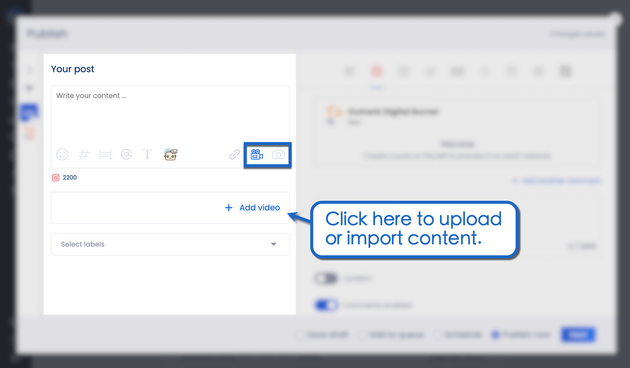 Upload or import content.
