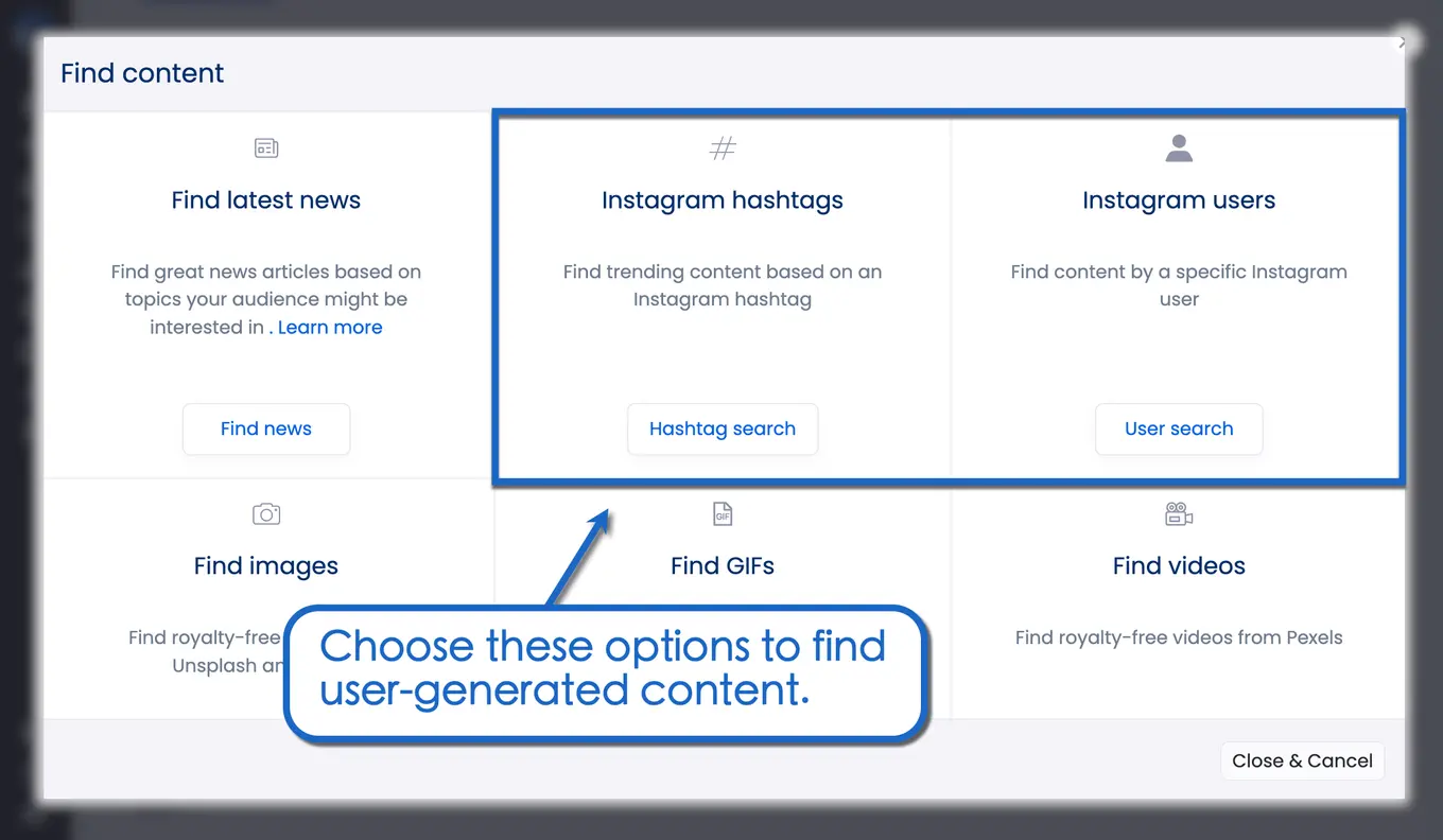 Find user-generated content.