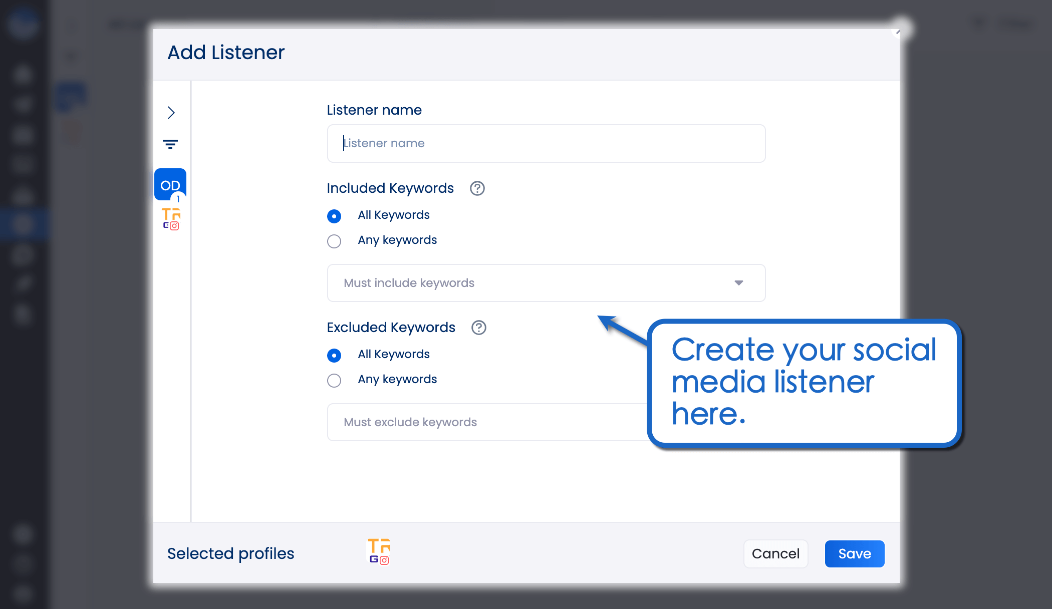 Create your social media listener.
