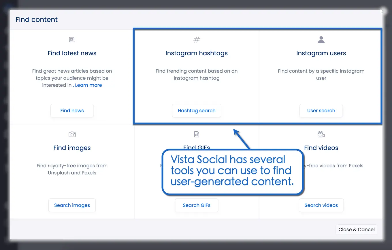 Vista Social tools.