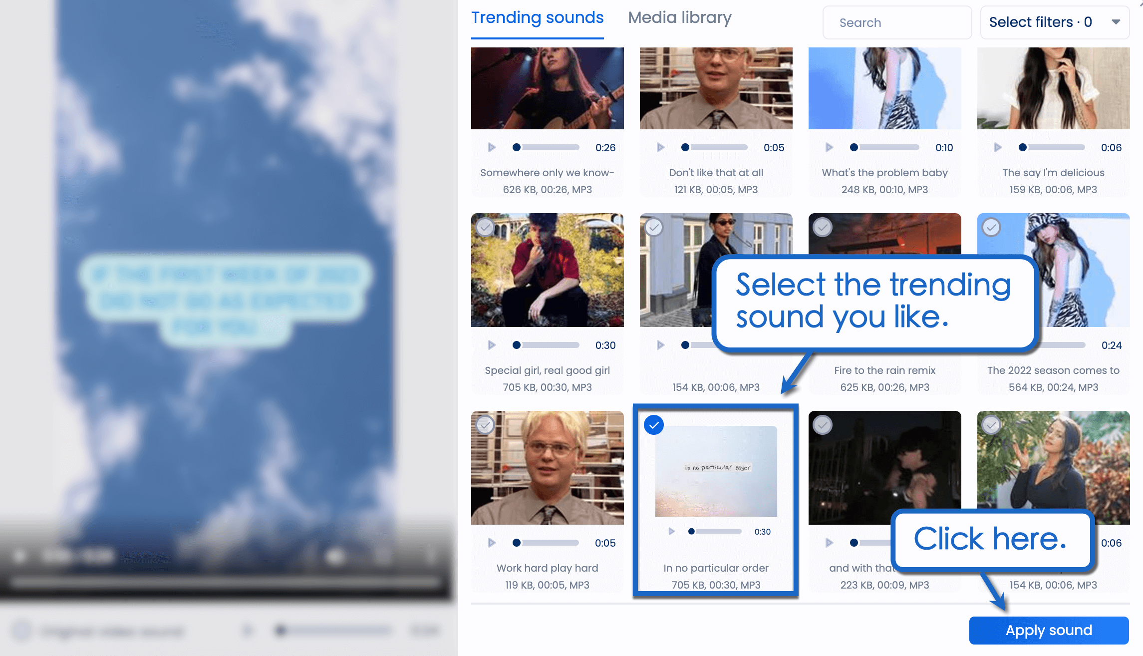 Vista Social trending audio suggestions.