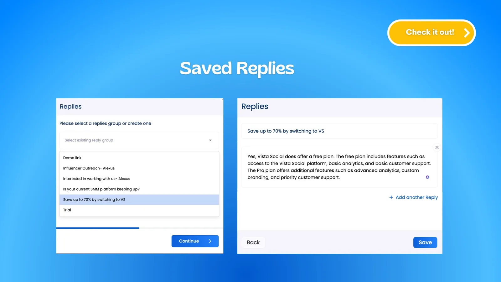 Vista Social's Saved Replies