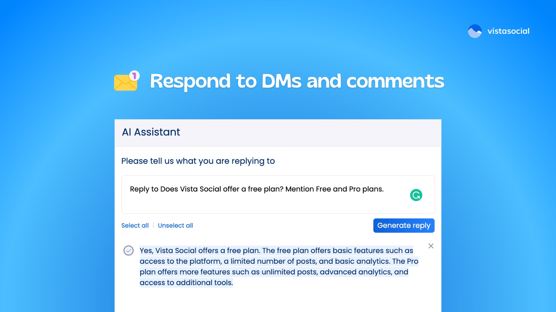 AI Social Media Text Generator - support - Vista Social