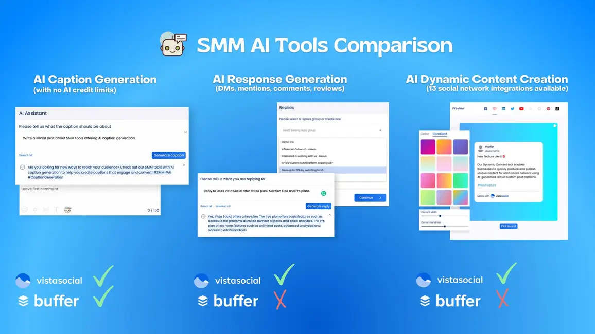 Buffer's AI Assistant vs. Vista Social's.