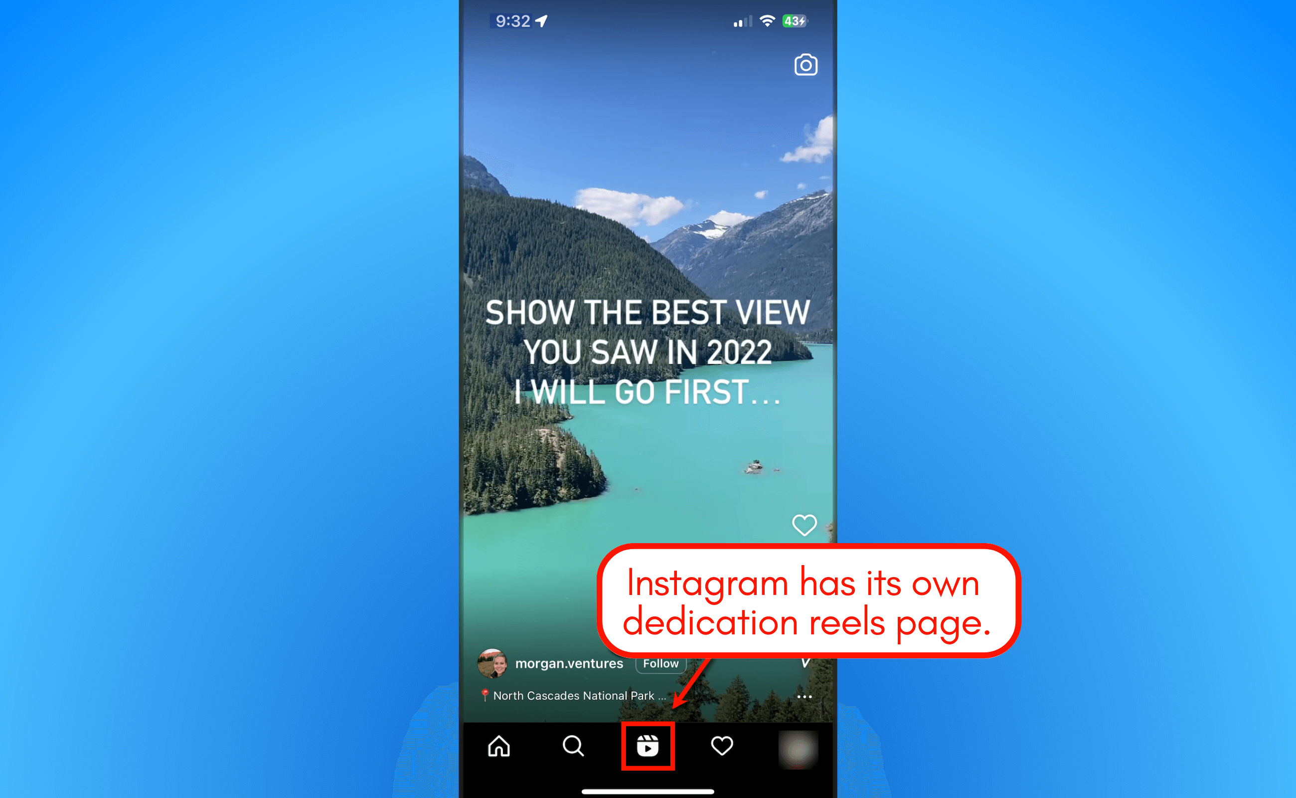 Instagram's reel page.
