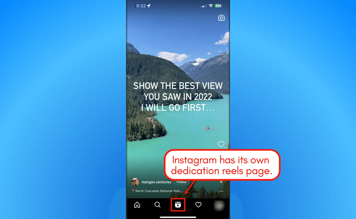 Instagram's reel page.