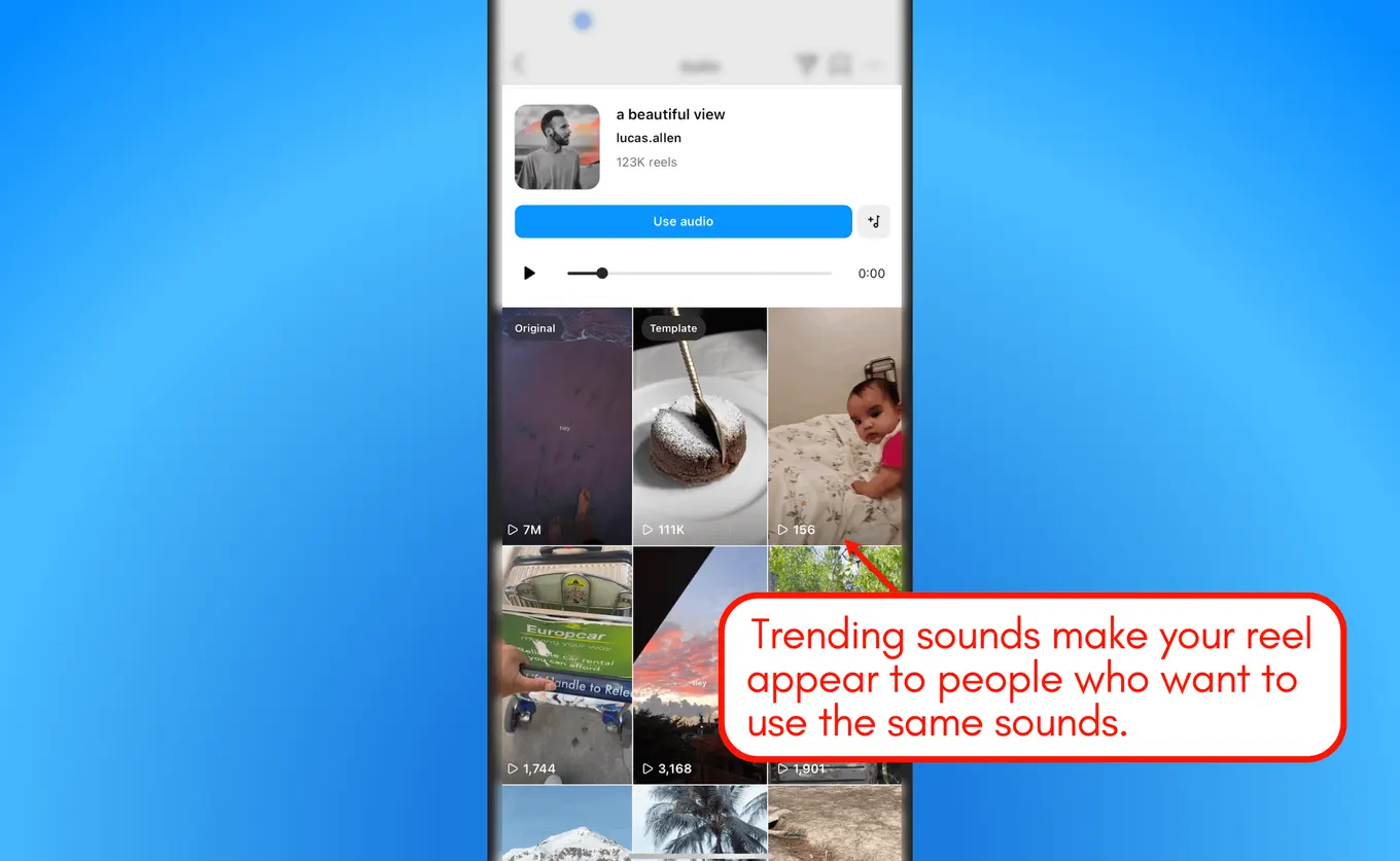Trending sounds in Instagram.