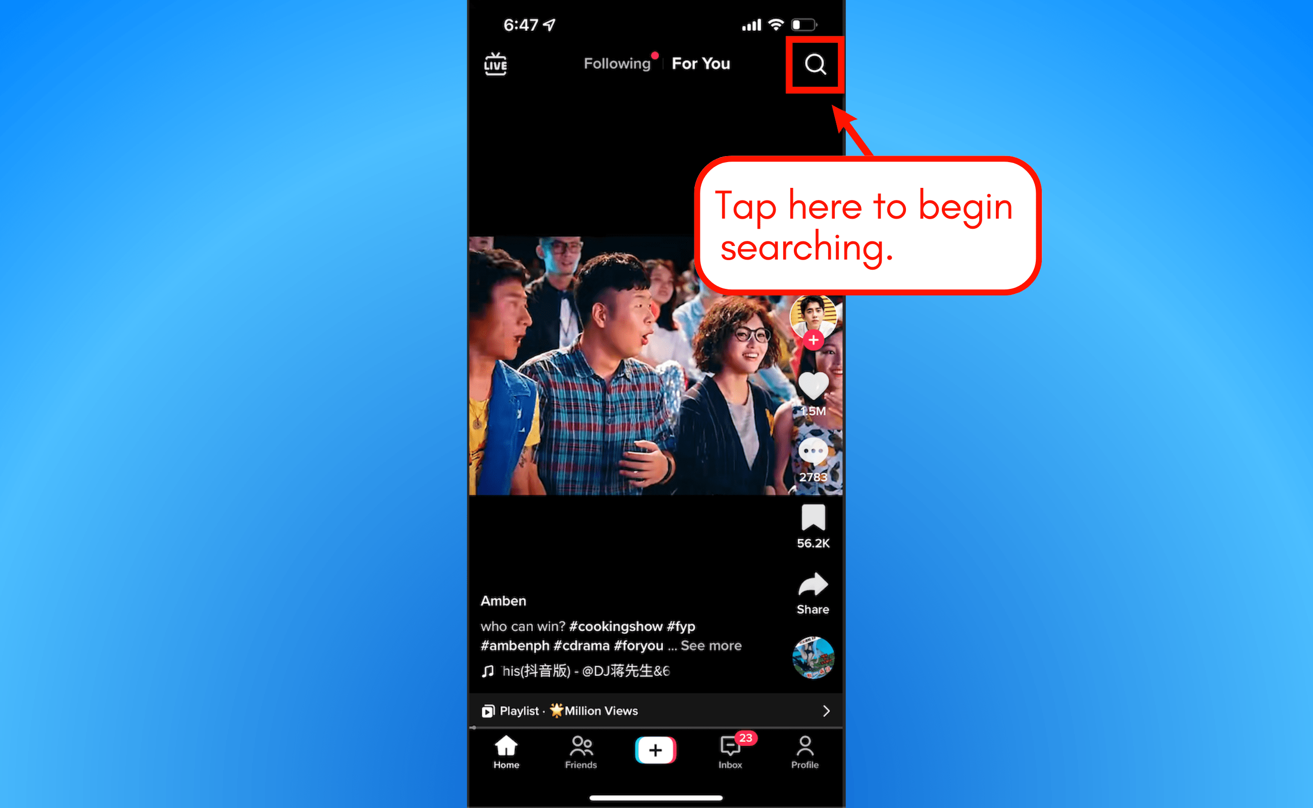 Screenshot of TikTok search tool .