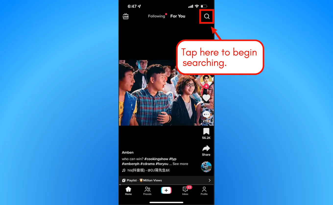 Screenshot of TikTok search tool .