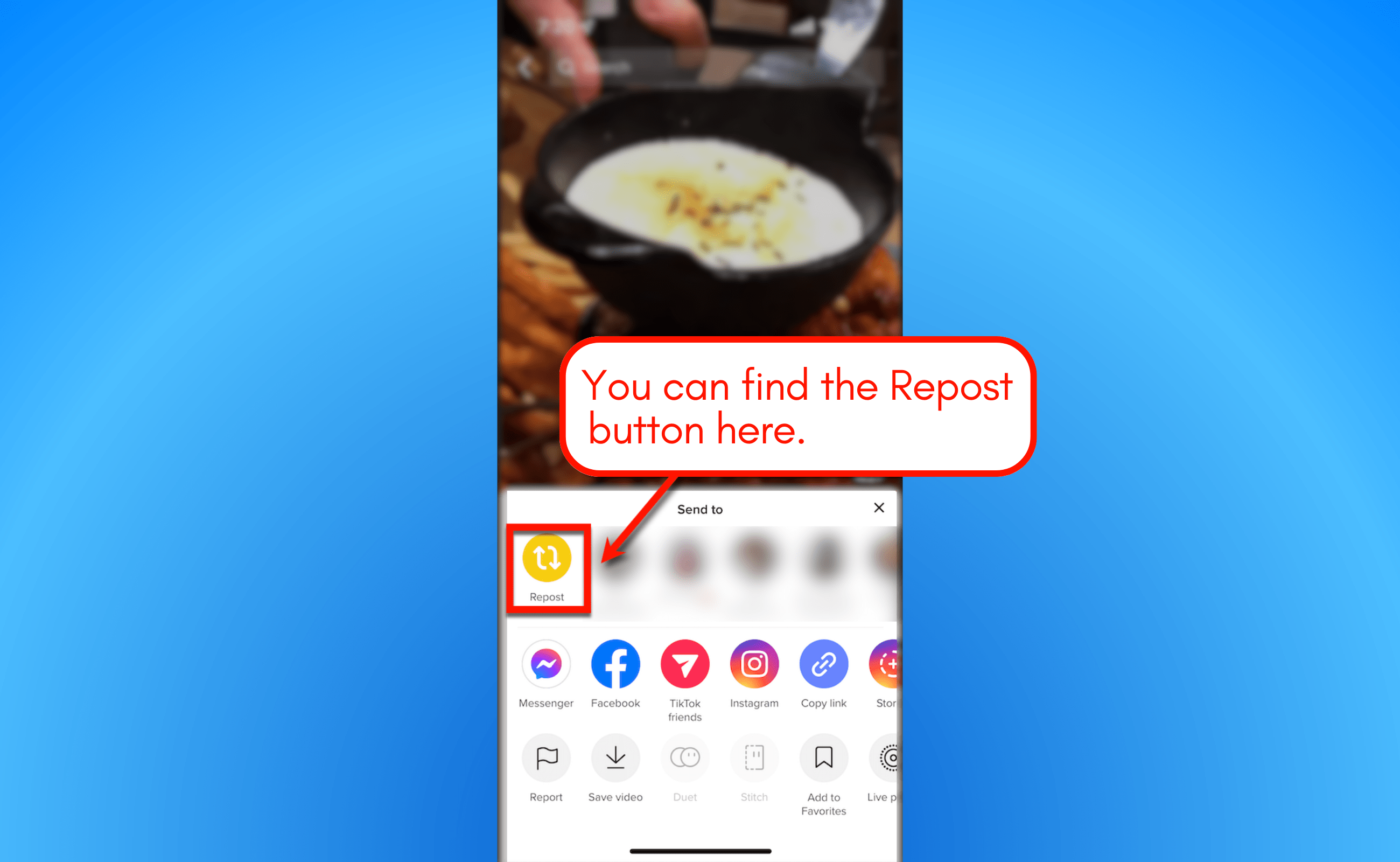 Screenshot of TikTok repost button.