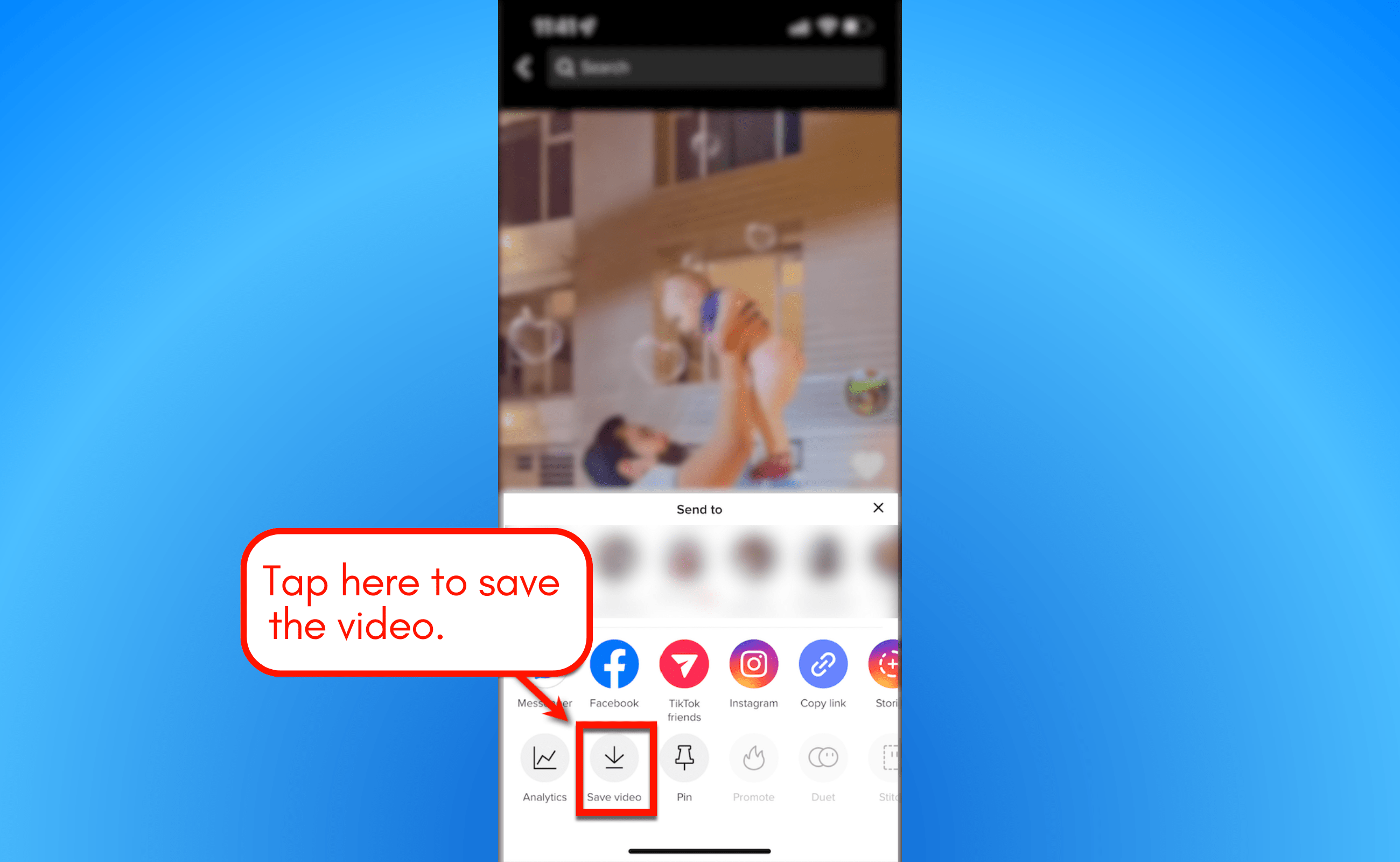 Screenshot how to save a video on TikTok.