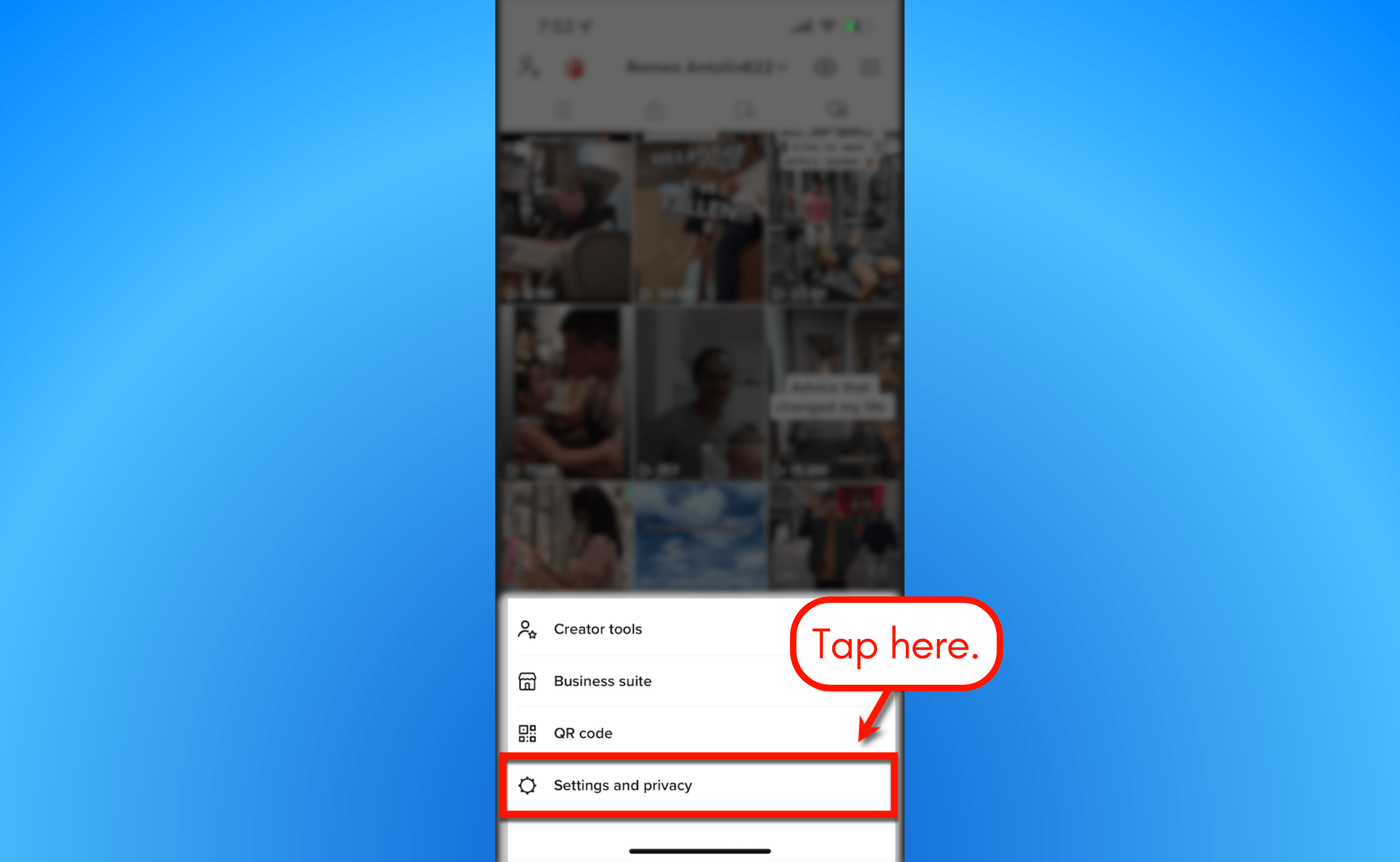 Screenshot of TikTok settings & privacy.