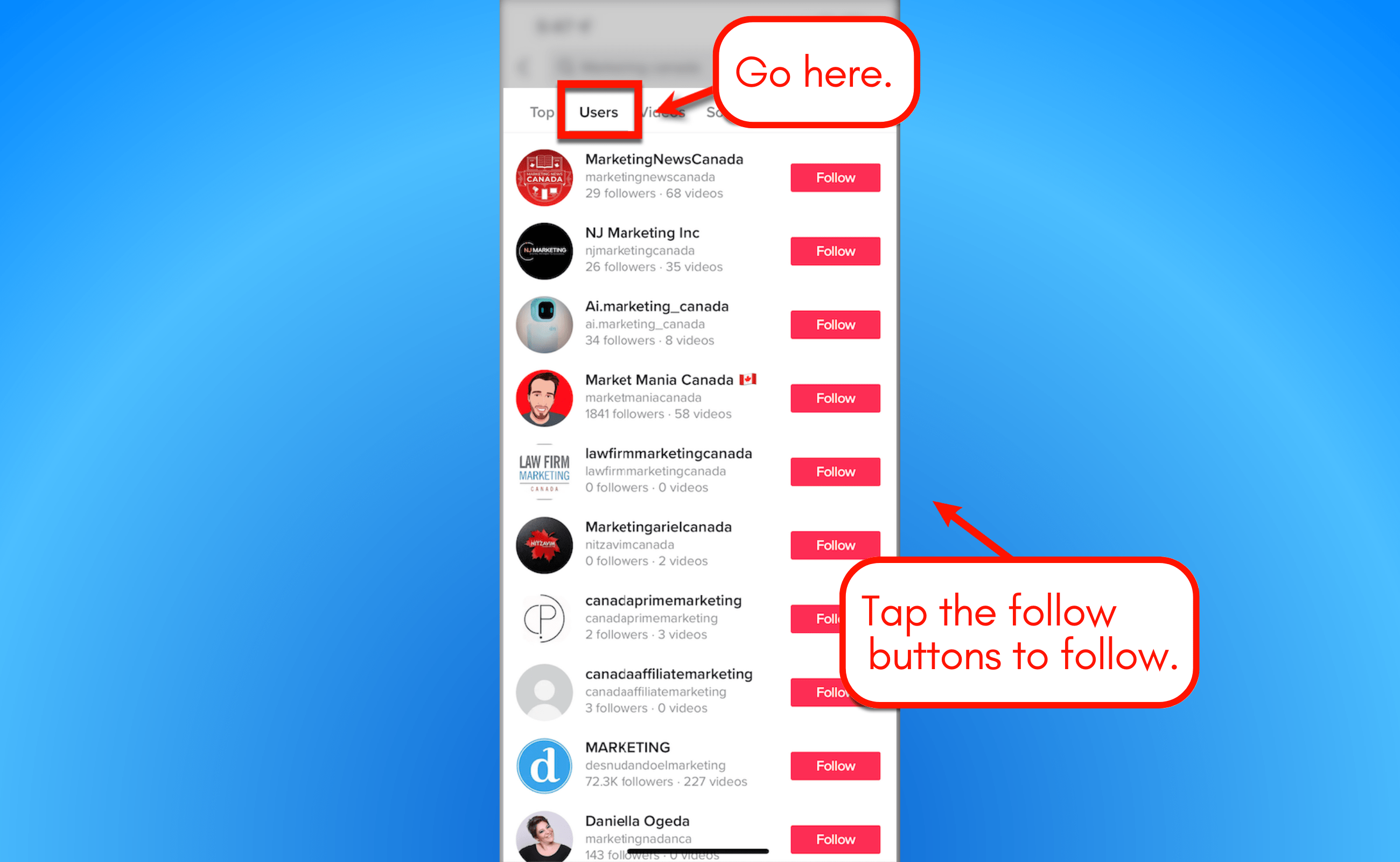 Screenshot of Tiktok's follow button.