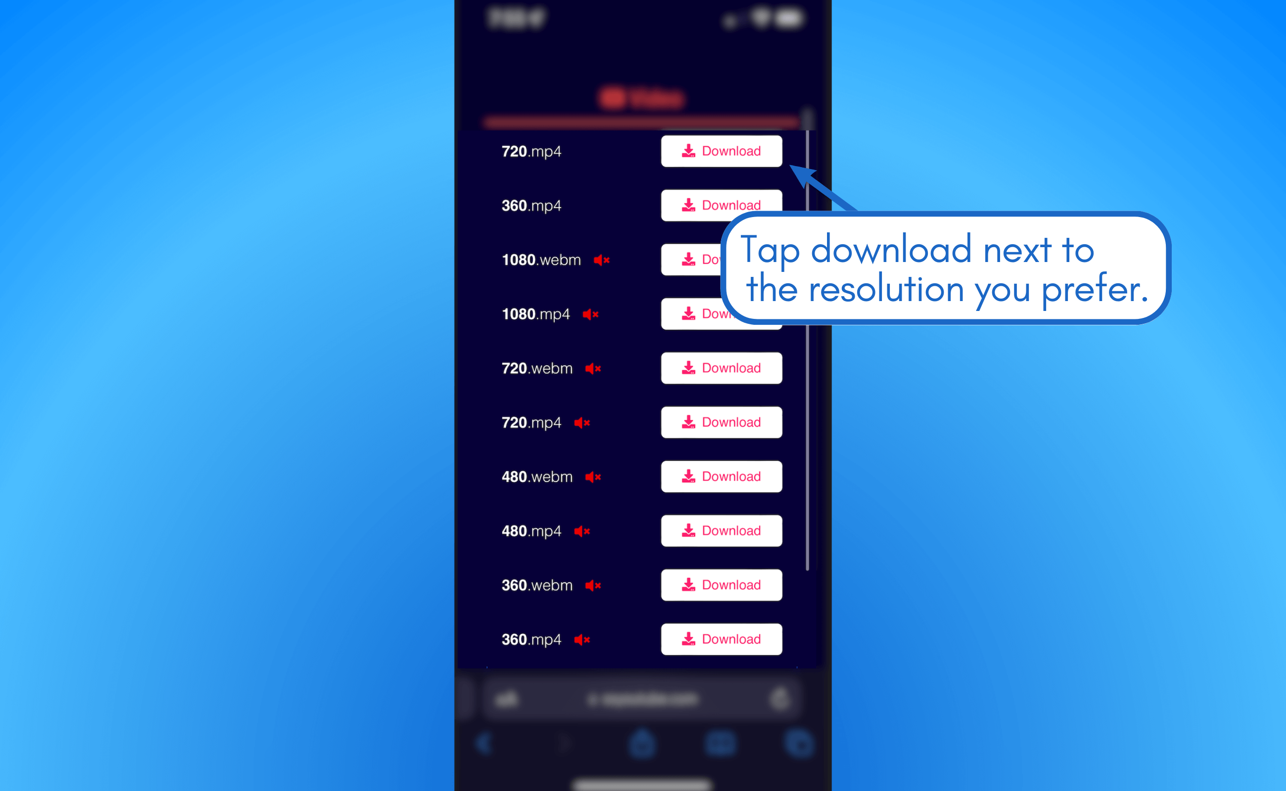 Tap to download the resolution you prefer.