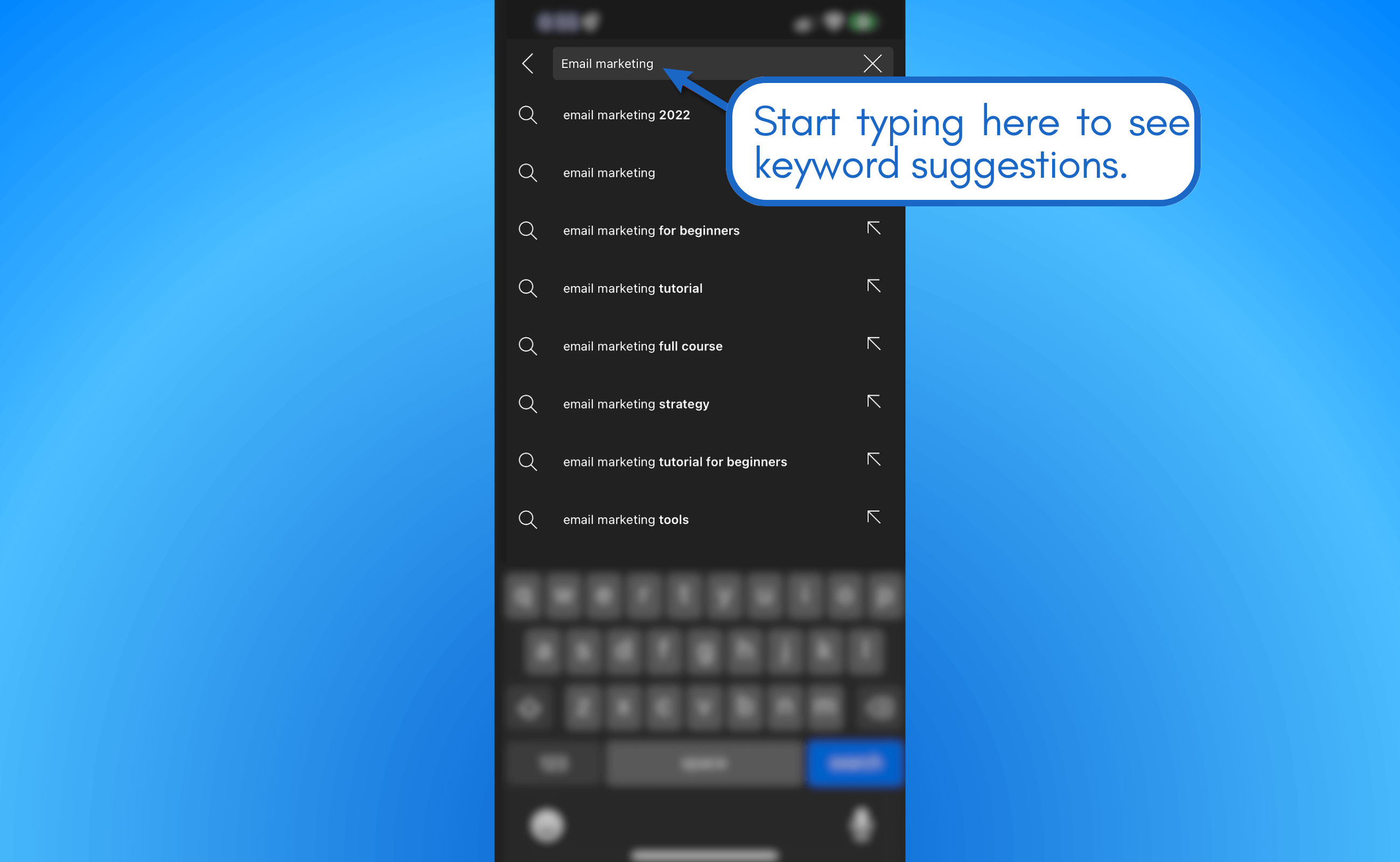 See keyword suggestions.