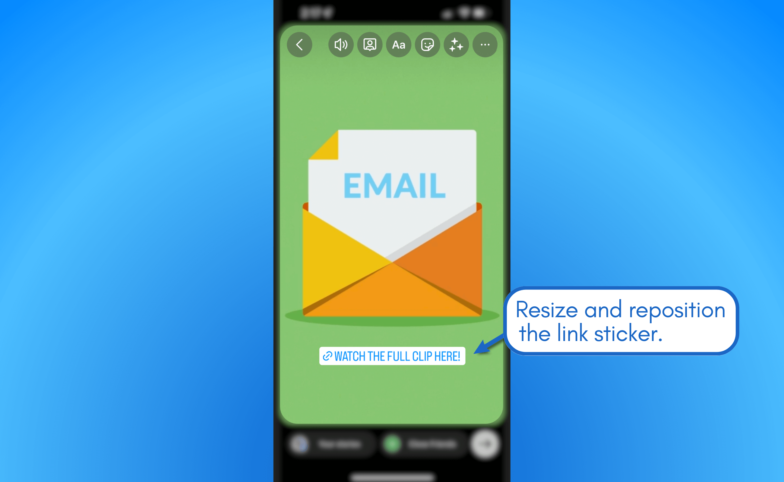 Resize and reposition link sticker.