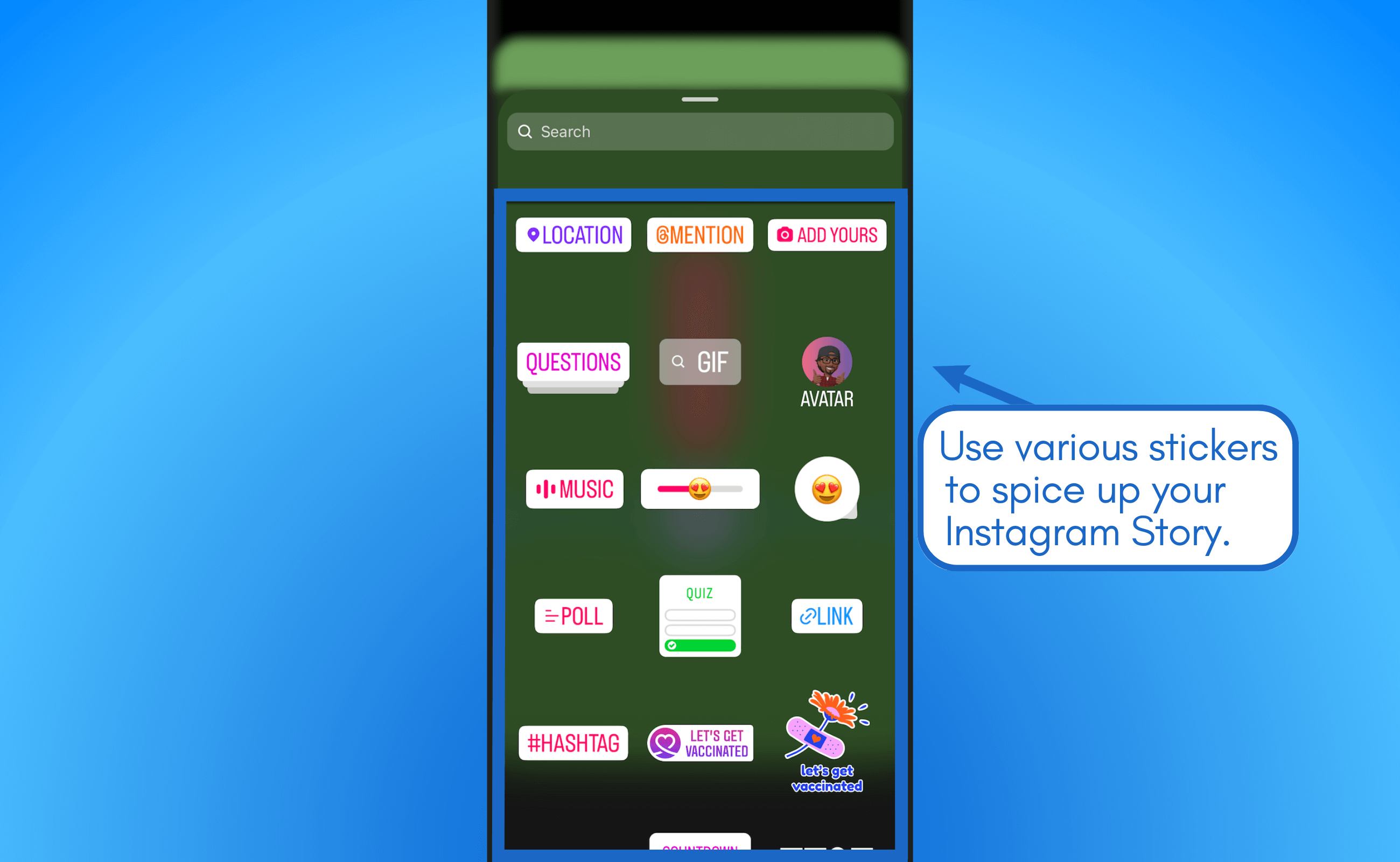 Poll and question stickers.